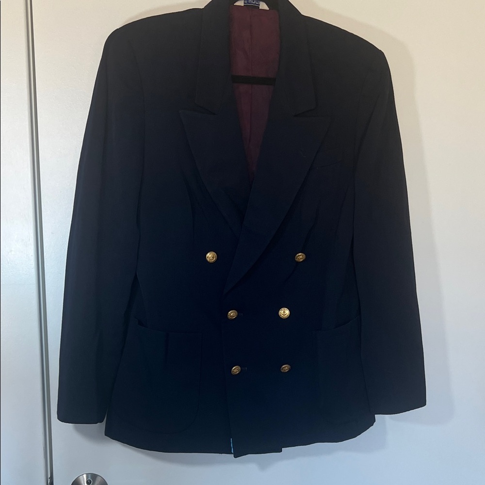 Vintage JG Hook Navy Double Breasted Blazer with Gold Buttons